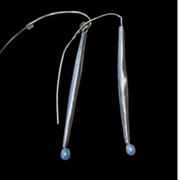 Hand Crafted One of a kind Artist silver smith sterling and pearl earrings - Picture 1 of 15